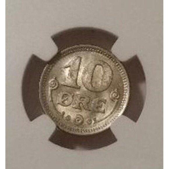 Denmark Christian X 1919 HCN GJ Silver 10 Ore MS65 NGC - Picture 4 of 4